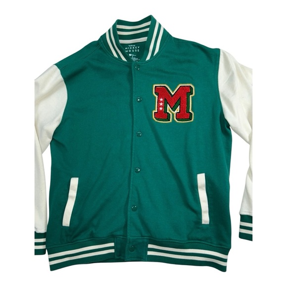 Men’s Mickey Mouse Colorblocked Fleece Varsity Bomber Jacket – Size L - Picture 2 of 13